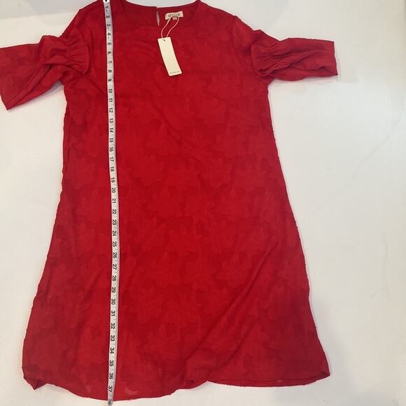 Roolee Women’s Red Midi Dress Floral Detail NWT Sz M Polyester Shift Style - Picture 12 of 13